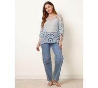 Blue Vanilla Crochet Detailed Kimono Top - One Size - Light Blue