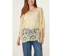 Blue Vanilla Crochet Detailed Kimono Top - One Size - Light Yellow
