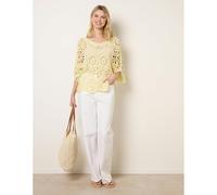Blue Vanilla Crochet Detailed Kimono Top - One Size - Light Yellow