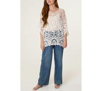 Blue Vanilla Crochet Detailed Kimono Top - One Size - White