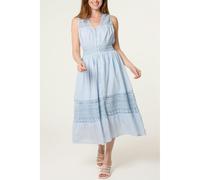 Blue Vanilla Crochet Insert Button Midi Dress - S - Blue