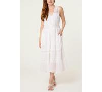 Blue Vanilla Crochet Insert Button Midi Dress - S - Ivory