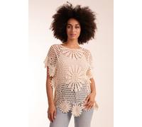 Blue Vanilla Crochet Kaftan In Stone Stone One Size