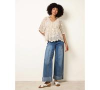 Blue Vanilla Crochet Lace Kimono Lace Top - One Size - Stone