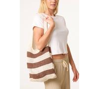 Blue Vanilla Crochet Stripe Bag In Light Brown Light Brown