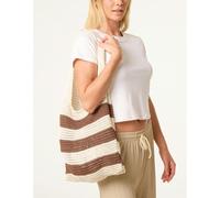 Blue Vanilla Crochet Stripe Bag - One Size - Light Brown