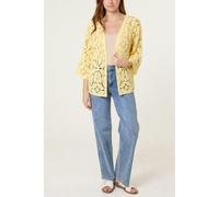 Blue Vanilla Crochet Tie Front Cardigan - L-XL - Light Yellow