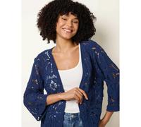 Blue Vanilla Crochet Tie Front Cardigan - M-L - Navy