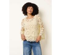 Blue Vanilla Crochet Top With Flared Sleeves - One Size - Light Yellow