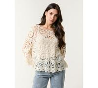 Blue Vanilla Women's Stone Crochet Top With Flared Sleeves Blue Vanilla Stone One Size