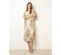 Blue Vanilla Women's White Crossover Pleated Print Dress | Size: Large Blue Vanilla White L
