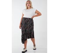 Blue Vanilla Curve Asymmetric Hem Midi Skirt In Black Black