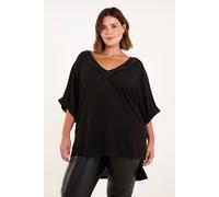 Blue Vanilla Curve Batwing Top With Sequin Neck Trim In Black Black