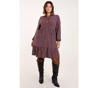 Blue Vanilla Curve Button Front Smock Dress In Red Red