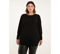 Blue Vanilla Women's Curve Diamante Batwing Top in Black Blue Vanilla Black One Size