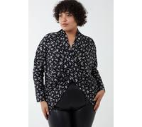 Blue Vanilla Curve Draped Dip Hem Top - UK 22-24 - Black