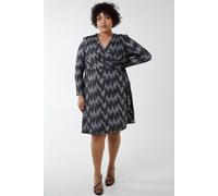 Blue Vanilla Curve Fixed Wrap Skater Dress With Tie In Silver Silver 20
