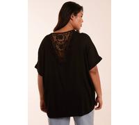 Blue Vanilla Women's Curve Floral Crochet Back Top in Black | Size: 18-20 Blue Vanilla Black 18-20
