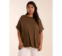 Blue Vanilla Women's Curve Floral Crochet Back Top in Khaki | Size: 18-20 Blue Vanilla Khaki 18-20