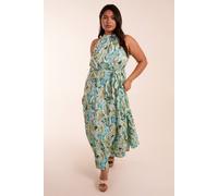 Blue Vanilla Curve Halter Neck Paisley Maxi Dress In Green Green 20