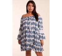 Blue Vanilla Curve Leaf Print Scoop Neck Dress Multi 26-28