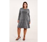 Blue Vanilla Curve Lurex Swing Dress In Silver Silver 26-28