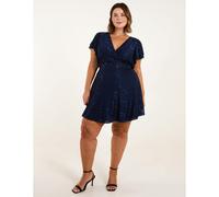 Blue Vanilla Curve Mesh Wrap Dress - UK 22-24 - Navy