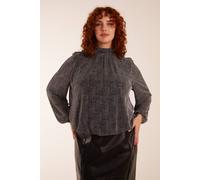 Blue Vanilla Women's Curve Puffball High Neck Top in Silver | Size: 20-22 Blue Vanilla Silver 20-22