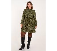 Blue Vanilla Curve Shirred Trapeze Mini Dress In Green Green