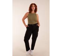 Blue Vanilla Curve Straight Leg Pocket Detail Cargo Joggers In Black Black 18-20