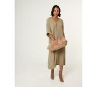Blue Vanilla Curve V-Neck long Dress - One Size - Light Khaki