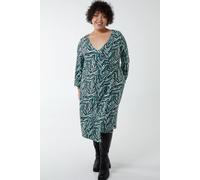 Blue Vanilla Curve V-Neck Ring Detail Midi Dress In Black Black 26-28