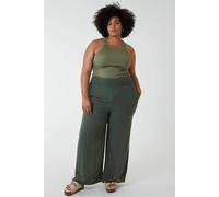 Blue Vanilla Curve Wide Leg Trousers In Khaki Khaki 26-28
