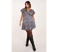 Blue Vanilla Women's Curve Wrap Ruffle Mini Dress in Navy | Size: 18 Blue Vanilla Navy 18