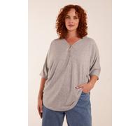 Blue Vanilla Curve Zip Front Top In Grey Grey 18-20