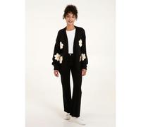 Blue Vanilla Women's Daisy Large Flower Cardigan in Black | Size: Medium/Large Blue Vanilla Black M/L