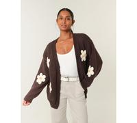 Blue Vanilla Women's Brown Daisy Large Flower Cardigan | Size: Medium/Large Blue Vanilla Brown M/L