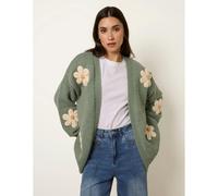 Blue Vanilla Women's Sage Green Daisy Large Flower Cardigan | Size: Medium/Large Blue Vanilla Green M/L