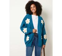 Blue Vanilla Daisy Large Flower Cardigan - M-L - Teal