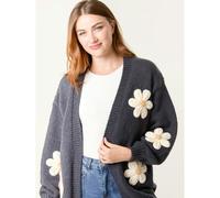 Blue Vanilla Women's Navy Daisy Large Flower Cardigan | Size: Medium/Large Blue Vanilla Navy M/L