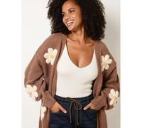 Blue Vanilla Daisy Large Flower Cardigan - S-M - Brown