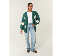Blue Vanilla Daisy Large Flower Cardigan - S-M - Dark Green