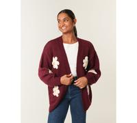 Blue Vanilla Daisy Large Flower Cardigan - Wine - S-M - Wine