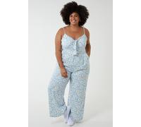 Blue Vanilla Daisy Print Tie Front Jumpsuit Blue 18-20
