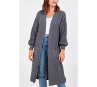 Blue Vanilla Dark Grey Edge To Edge Knitted Long Cardigan Dark Grey One Size