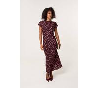 Blue Vanilla Dark Red Spot Ruched Side Dress Dark Red L