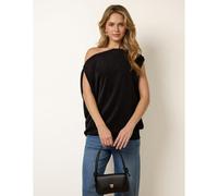 Blue Vanilla Deep Band Slinky Oversize Tunic Top - M-L - Black