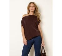 Blue Vanilla Deep Band Slinky Oversize Tunic Top - S-M - Brown