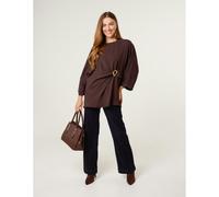 Blue Vanilla Detail Side Gathered Blouse - Brown - M-L - Brown