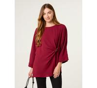 Blue Vanilla Detail Side Gathered Blouse - Wine - M-L - Wine